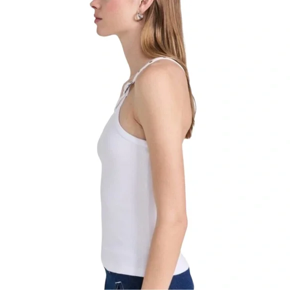 NWOT Gimaguas Nicki Tank Top in White - XS - One Shoulder Asymmetrical Rib Knit - Picture 11 of 16